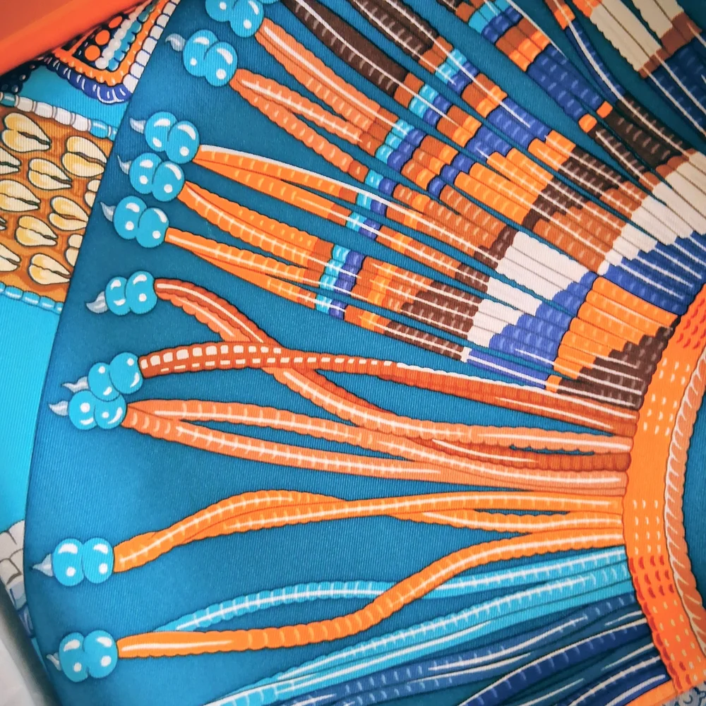Hermes Blue and Orange Scarf - Picture 6 of 9